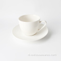 Britse pure witte bonechina koffiekopjesset